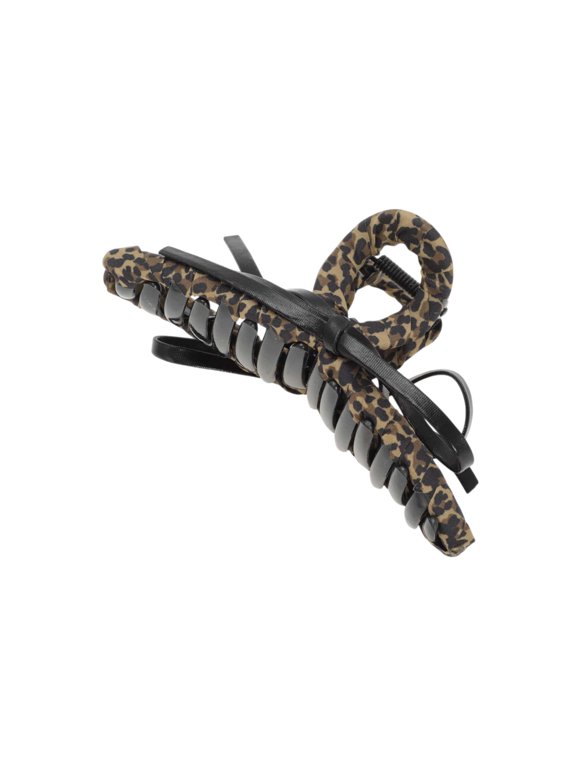 1 Pc Elegant Leopard Print Bow Hair Clips Black Brown