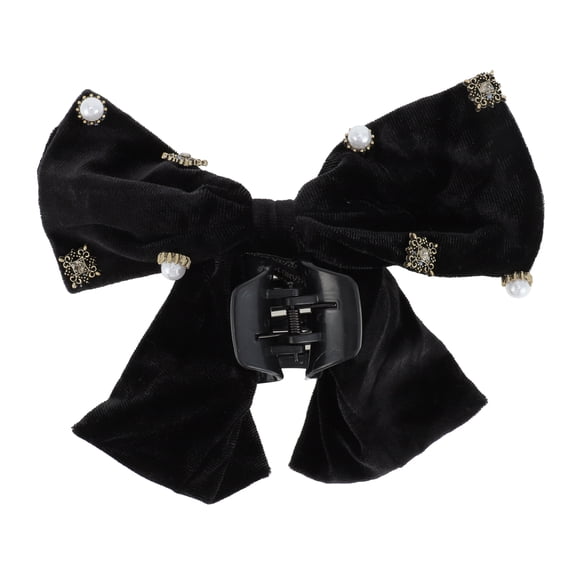 Unique Bargains 1 Pc Elegant Pearl Hair Clips Black