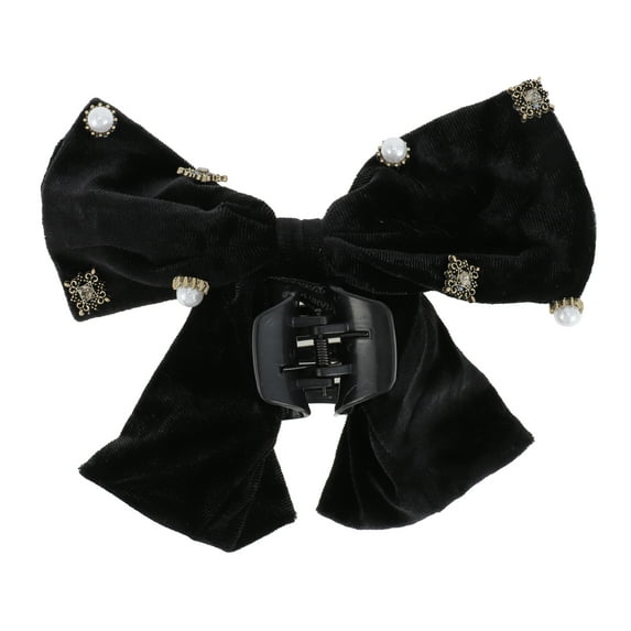 Unique Bargains 1 Pc Elegant Pearl Hair Clips Black