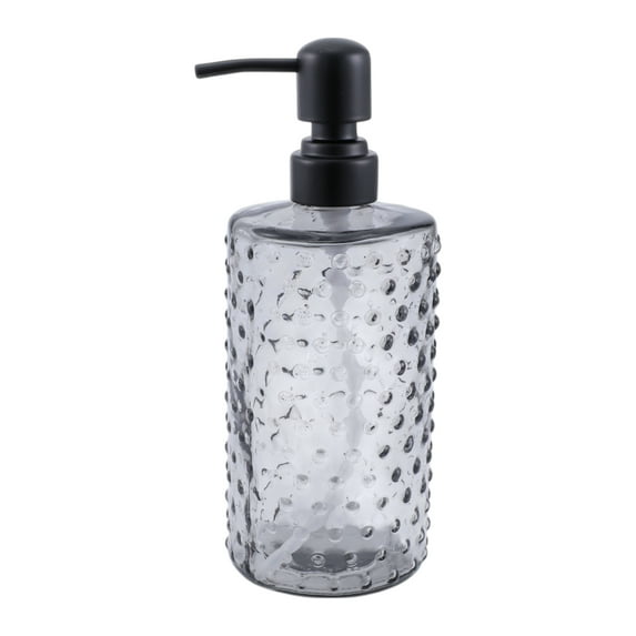 Unique Bargains 1 Pc Elegant Polka Dot Pattern Soap Pump Dispenser for Bathroom 16.9oz Gray Black