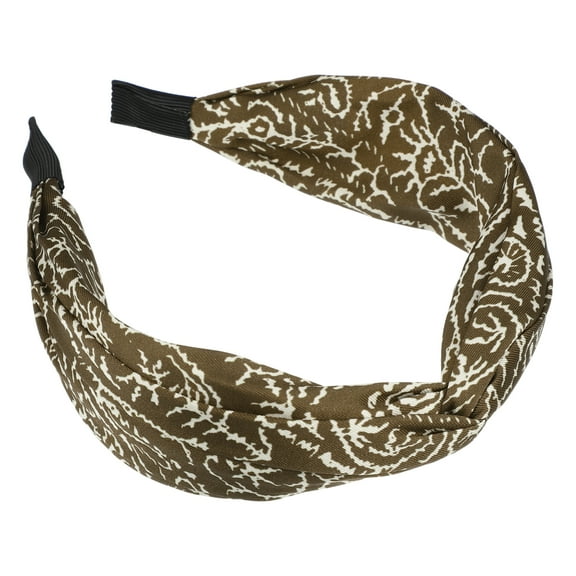 Unique Bargains 1 Pc Elegant Printed Knotted Headwrap for Women for Girls 6.69"x2.17" Brown