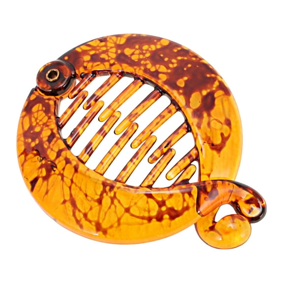 Unique Bargains 1 Pc Elegant Round Fish Shape Hair Clips Hairdo Clip Dark Brown