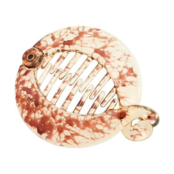 Unique Bargains 1 Pc Elegant Round Fish Shape Hair Clips Hairdo Clip Light Brown