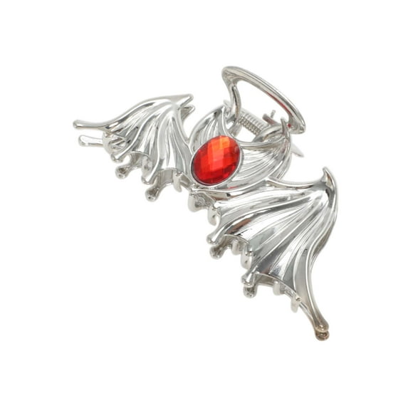 Unique Bargains 1 Pc Elegant Ruby Inlaid Animal Hair Clips Red Silver Tone