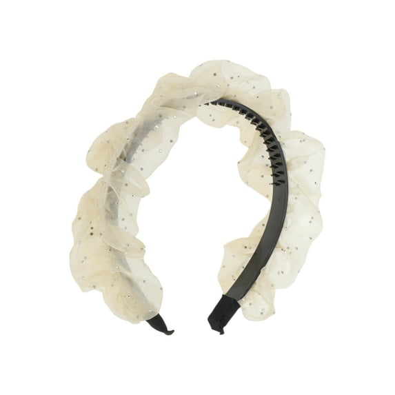Unique Bargains 1 Pc Elegant Ruffled Headbands for Women Champagne