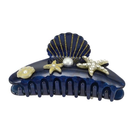 Unique Bargains 1 Pc Elegant Scallop Hair Clips Hairdo Clips for Women 4.06"x1.73"x2.20" Blue