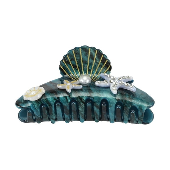 Unique Bargains 1 Pc Elegant Scallop Hair Clips Hairdo Clips for Women 4.06"x1.73"x2.20" Green