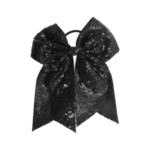 Unique Bargains 1 Pc Elegant Sequins Bow Hair Ties for Home Black