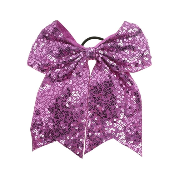 Unique Bargains 1 Pc Elegant Sequins Bow Hair Ties for Home Purple