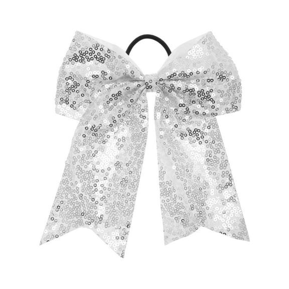 Unique Bargains 1 Pc Elegant Sequins Bow Hair Ties for Home White