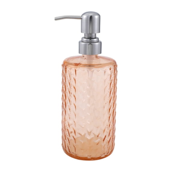 Unique Bargains 1 Pc Elegant Soap Pump Dispenser for Bathroom 16.9oz Orange Silver Tone