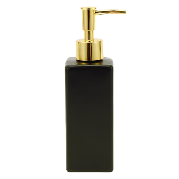 Unique Bargains 1 Pc Elegant Square Soap Pump Dispenser for Laundry Rooms 350ml Black Gold Tone