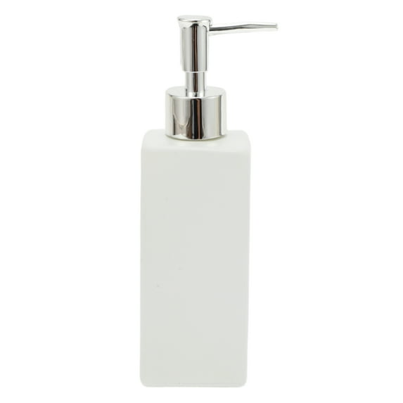 Unique Bargains 1 Pc Elegant Square Soap Pump Dispenser for Laundry Rooms 350ml White Silver Tone