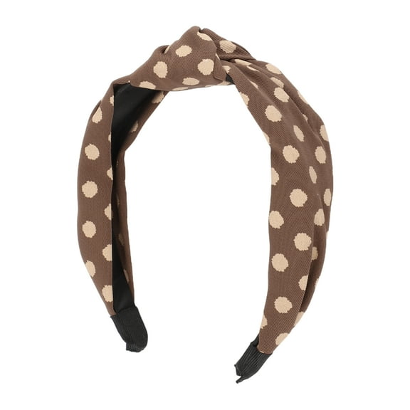 Unique Bargains 1 Pc Elegant Twill Dot Knotted Hairband for Women for Girls 6.69"x5.12" Brown