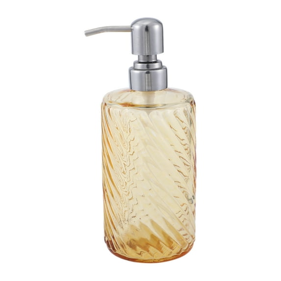 Unique Bargains 1 Pc Elegant Twill Pattern Soap Pump Dispenser for Bathroom 16.9oz Orange Silver Tone