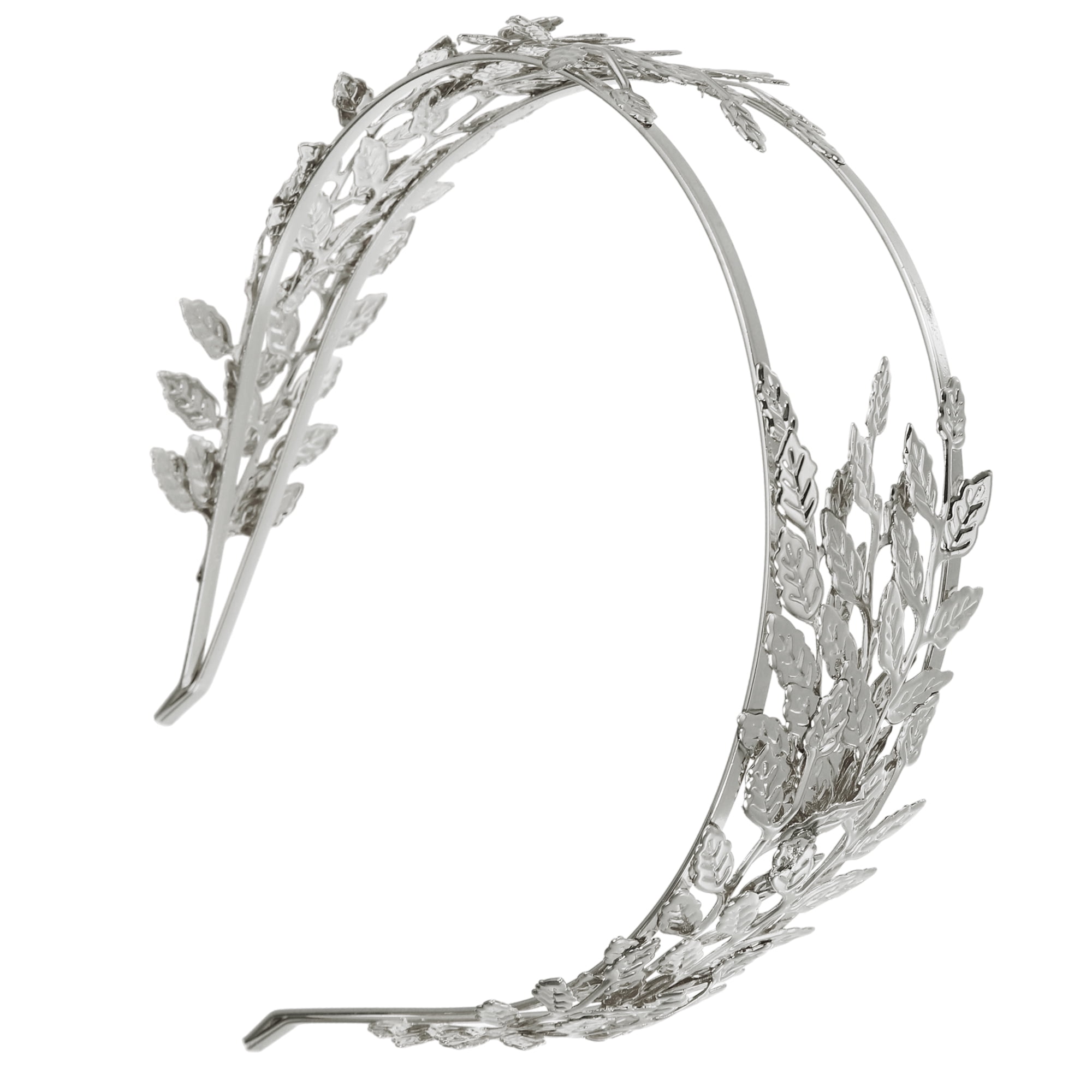 Elegant Silver Leaf Headband Silver-Leaf Headband and Dangling Earrings main image 2
