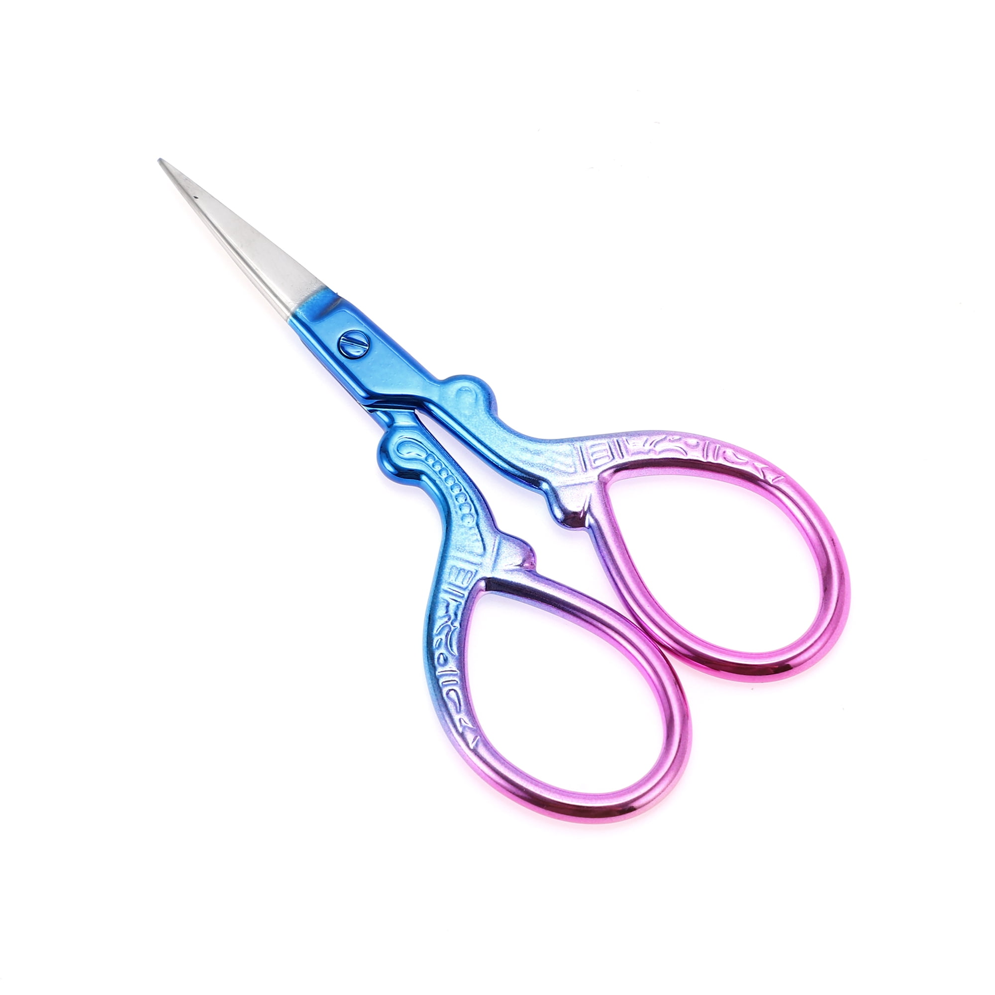 Unique Bargains 1 Pc Embossed Scissors Eyebrow Trimmer Bedroom Blue, Pink