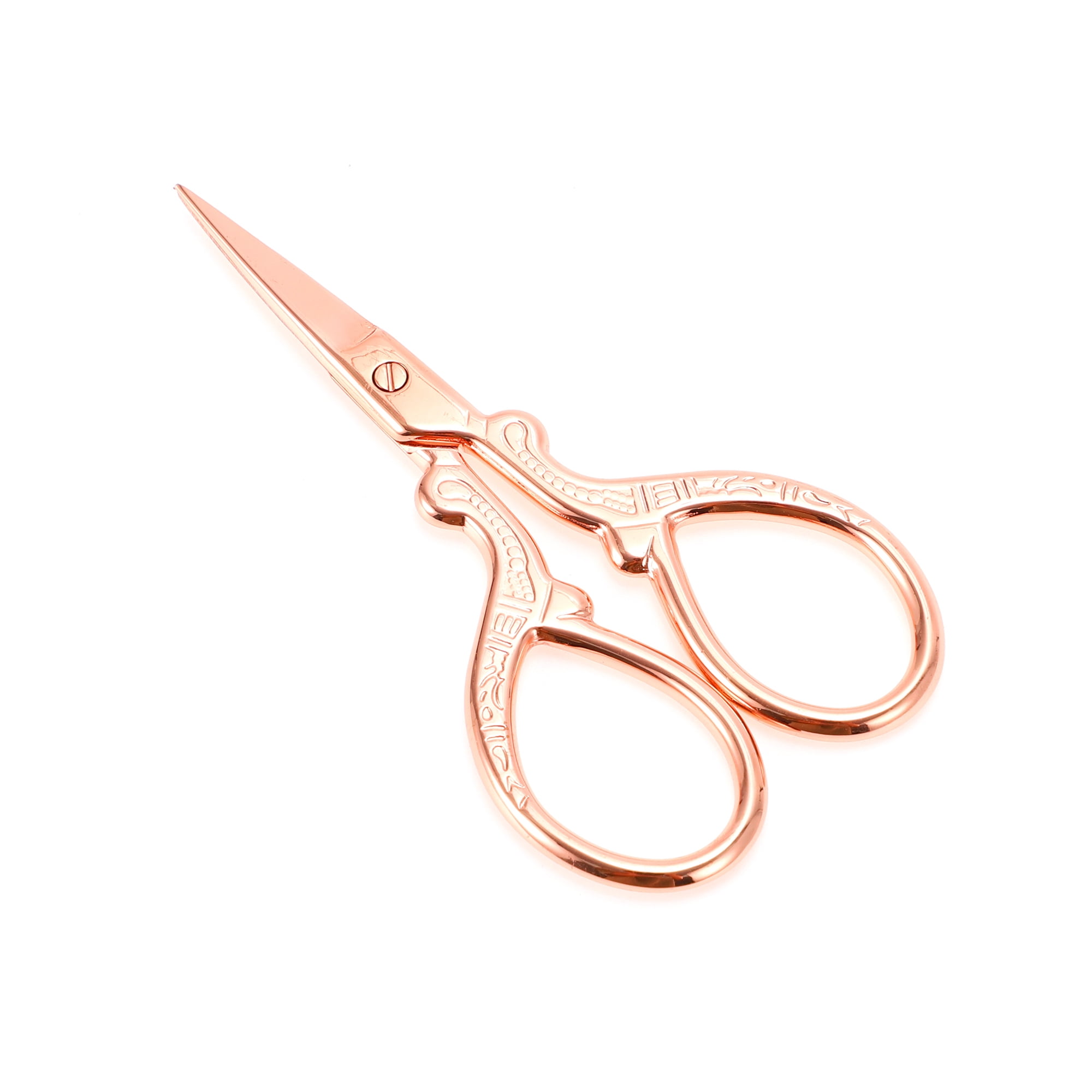 Unique Bargains 1 Pc Embossed Scissors Eyebrow Trimmer Bedroom Rose Gold Tone