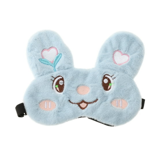 Unique Bargains 1 Pc Embroidered Rabbit Eye Mask for Home Fleece Blue