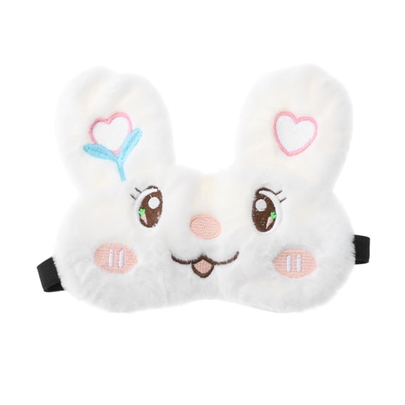 Unique Bargains 1 Pc Embroidered Rabbit Eye Mask for Home Fleece White