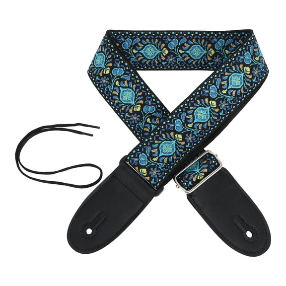 Unique Bargains 1 Pc Embroidery Guitar Strap For Music Classroom Polyester Blue
