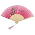 thumbnail image 1 of Unique Bargains 1 Pc Evening Blossom Elegance Design Folding Fan for Dancing Party Pink Bamboo Silk, 1 of 5