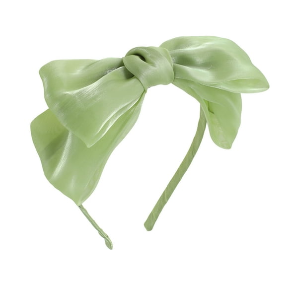 Unique Bargains 1 Pc Exquisite Gauze Shiny Silk Bow Headband Green