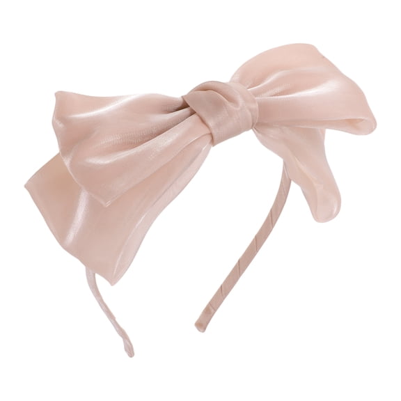 Unique Bargains 1 Pc Exquisite Gauze Shiny Silk Bow Headband Pink