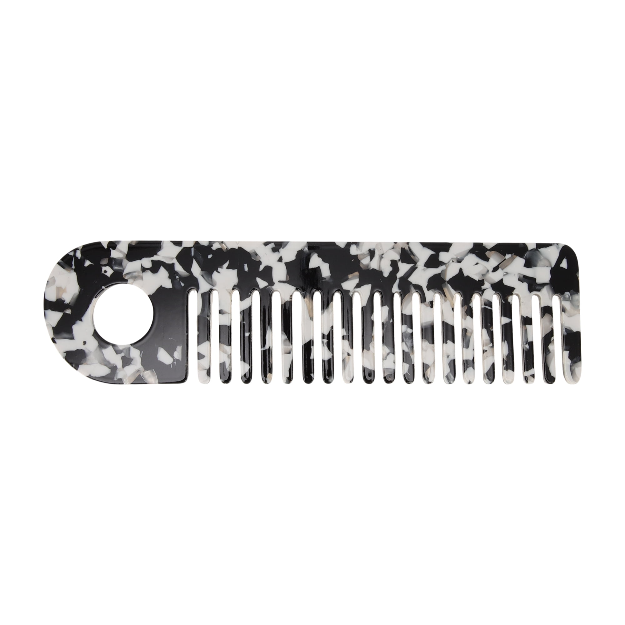 Unique Bargains 1 Pc Exquisite Marble Pattern Hair Comb for All Hair Types Black White