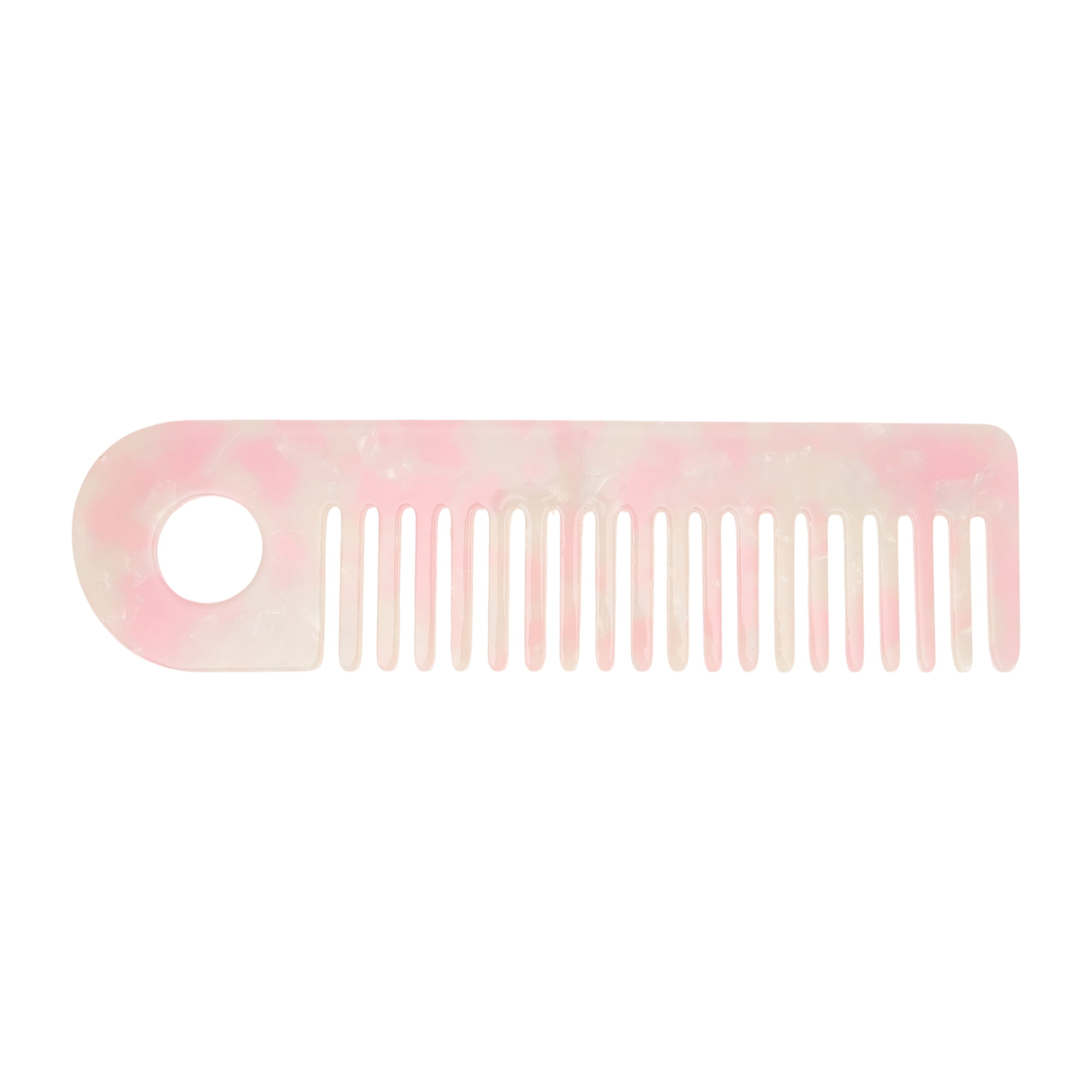 Unique Bargains 1 Pc Exquisite Marble Pattern Hair Comb for All Hair Types Pink, White