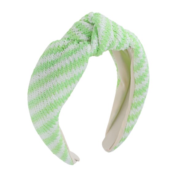 Unique Bargains 1 Pc Exquisite Pinstripe Straw Headband Green Beige