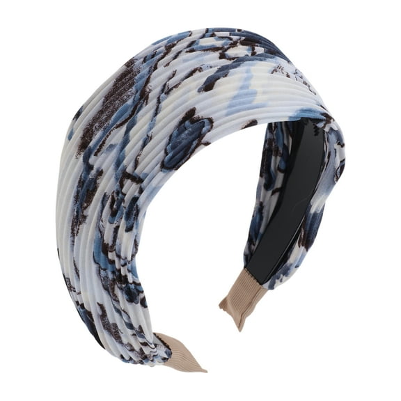 Unique Bargains 1 Pc Exquisite Pleated Chiffon Headband Black Navy Blue