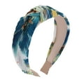 thumbnail image 1 of Unique Bargains 1 Pc Exquisite Printed Crumpled Knot Headband Navy Blue Yellow, 1 of 6