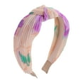 thumbnail image 1 of Unique Bargains 1 Pc Exquisite Printed Crumpled Knot Headband Pink Purple Green, 1 of 6