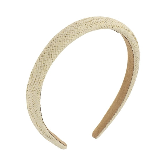 Unique Bargains 1 Pc Exquisite Thin-edged Woven Straw Headband Beige