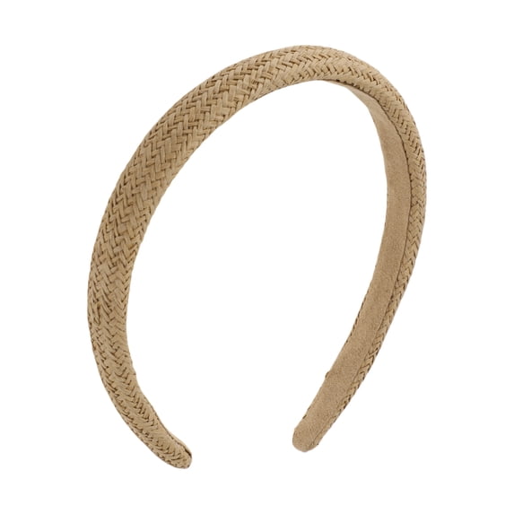 Unique Bargains 1 Pc Exquisite Thin-edged Woven Straw Headband Coffee Color