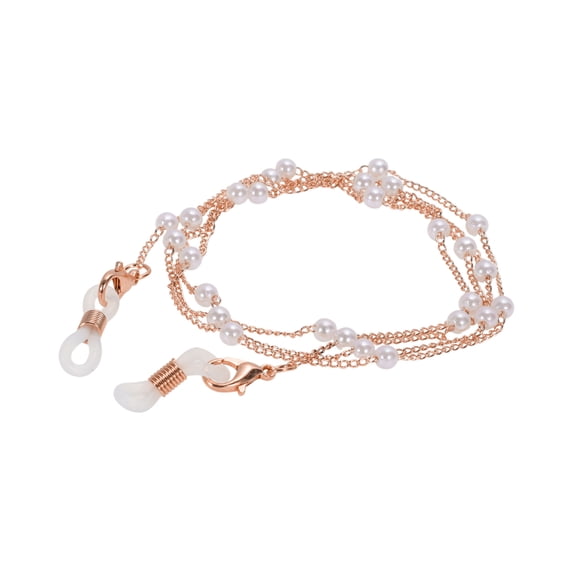 Unique Bargains 1 Pc Eyeglass Chain Glasses Chain Pearl Pattern 75cm L Rose Gold Tone