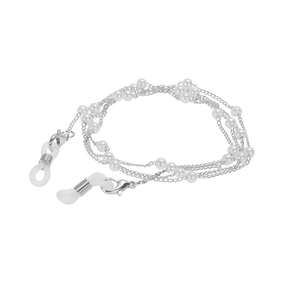 Unique Bargains 1 Pc Eyeglass Chain Glasses Chain Pearl Pattern 75cm L Silver Tone