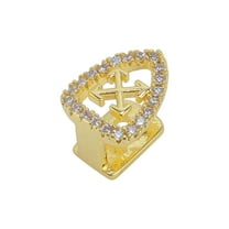 Unique Bargains 1 Pc Fake Grills Hip Hop Arrow-Shaped Teeth Grillz Gold Tone