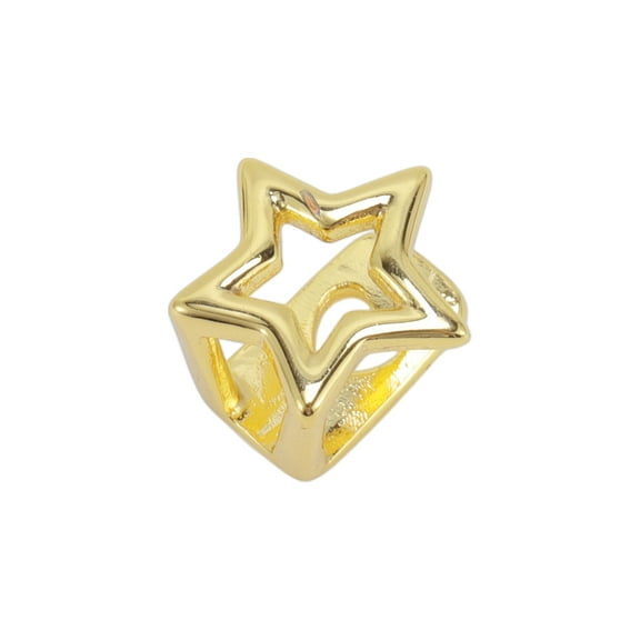 Unique Bargains 1 Pc Fake Grills Hip Hop Hollowout Five-Pointed Star Teeth Grillz Gold Tone
