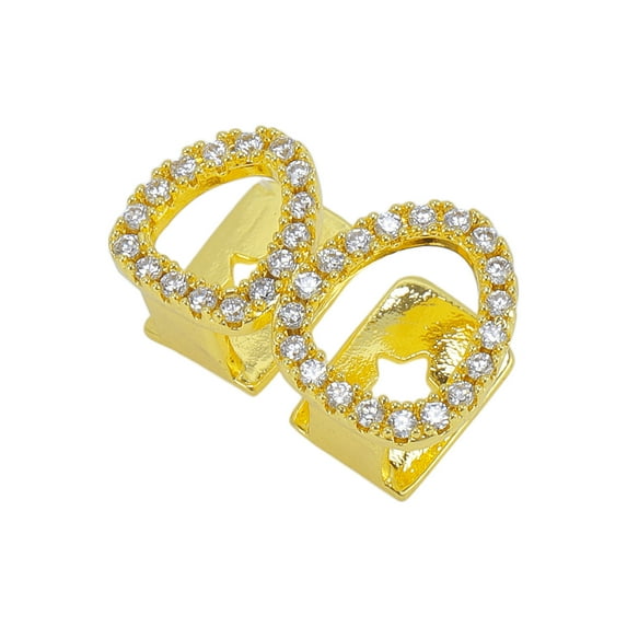 Unique Bargains 1 Pc Fake Grills Hip Hop Hollowout Teeth Grillz Gold Tone