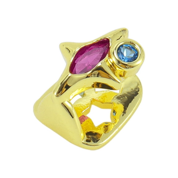 Unique Bargains 1 Pc Fake Grills Hip Hop Rhinestone Teeth Grillz Gold Tone Purple