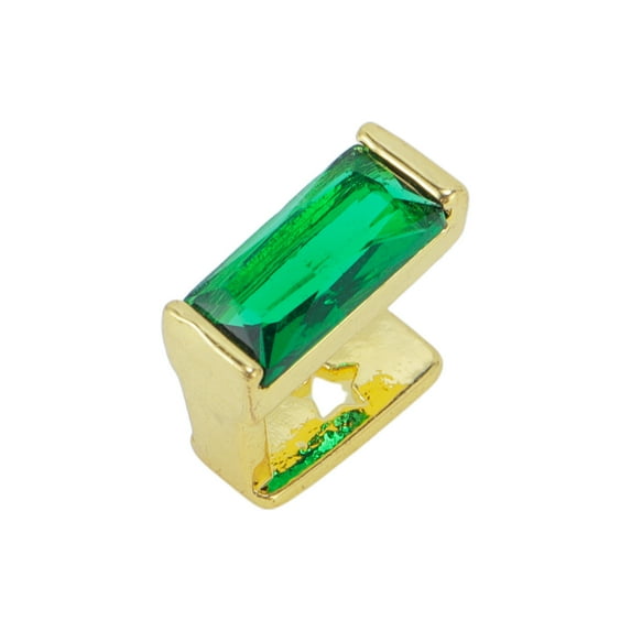 Unique Bargains 1 Pc Fake Grills Hip Hop Square Zirconia Teeth Grillz Gold Tone Green