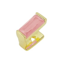 Unique Bargains 1 Pc Fake Grills Hip Hop Square Zirconia Teeth Grillz Gold Tone Pink