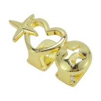 Unique Bargains 1 Pc Fake Grills Hip Hop Star Heart Teeth Grillz Gold Tone