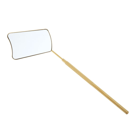 Unique Bargains 1 Pc Fan-shaped Lash Mirror Stainless Steel Gold Tone