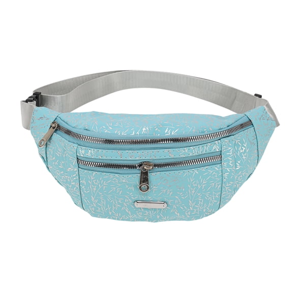 Unique Bargains 1 Pc Fanny Pack Bamboo Leaves Pattern Waist Bag Blue