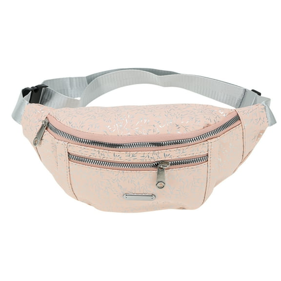 Unique Bargains 1 Pc Fanny Pack Bamboo Leaves Pattern Waist Bag Champagne