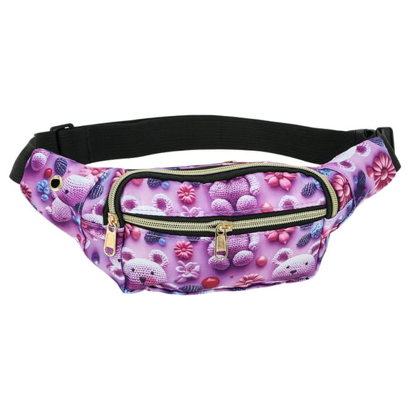 Unique Bargains 1 Pc Fanny Pack Bears Print Waist Bag Purple