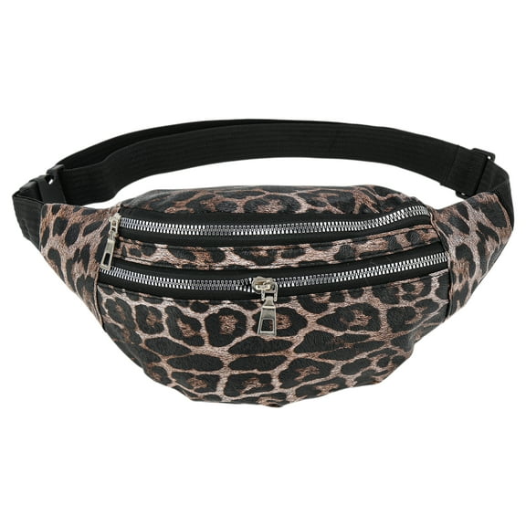 Unique Bargains 1 Pc Fanny Pack Leopard Pattern Waist Bag Camel